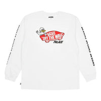 PALACE x Vans Crossover Off The Wall Classic Alphabet Pattern Printing Round Neck Long Sleeves White T-Shirt VN0A7VCMWHT