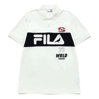 Men's FILA FUSION x staple Crossover Contrasting Colors Logo Sports Short Sleeve Polo Shirt White T11M134107F-WT