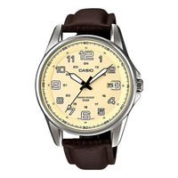 Men's CASIO quartz 50 waterproof Leather Strap Mens MTP-1372L-9BV