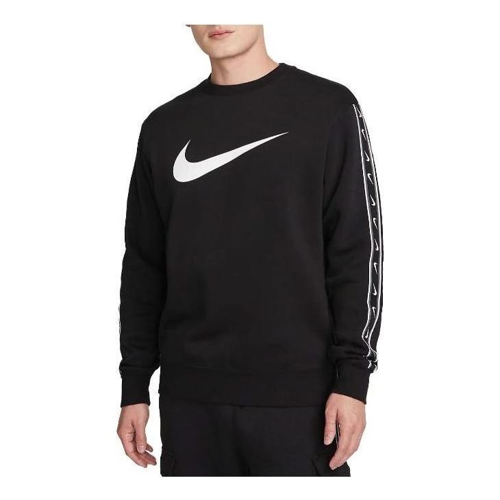 Nike Sportswear Repeat Fleece Sweatshirt 'Black White' DX2029-011