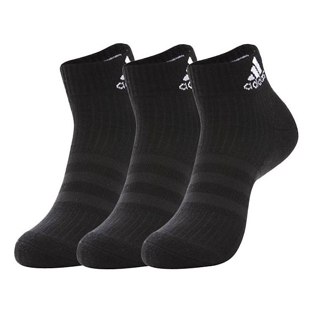 adidas Sweat-Wicking Breathable Casual Sports Socks Couple Style 3 Pairs Black AA2286