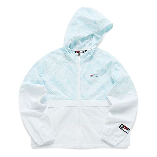 FILA FUSION Colorblock Thin and light Loose Woven Hooded Jacket White T11W125702F-WT