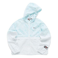 FILA FUSION Colorblock Thin and light Loose Woven Hooded Jacket White T11W125702F-WT