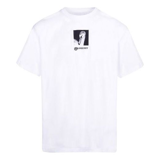 Men's Burberry Printing Cotton Round Neck Short Sleeve White 45637931