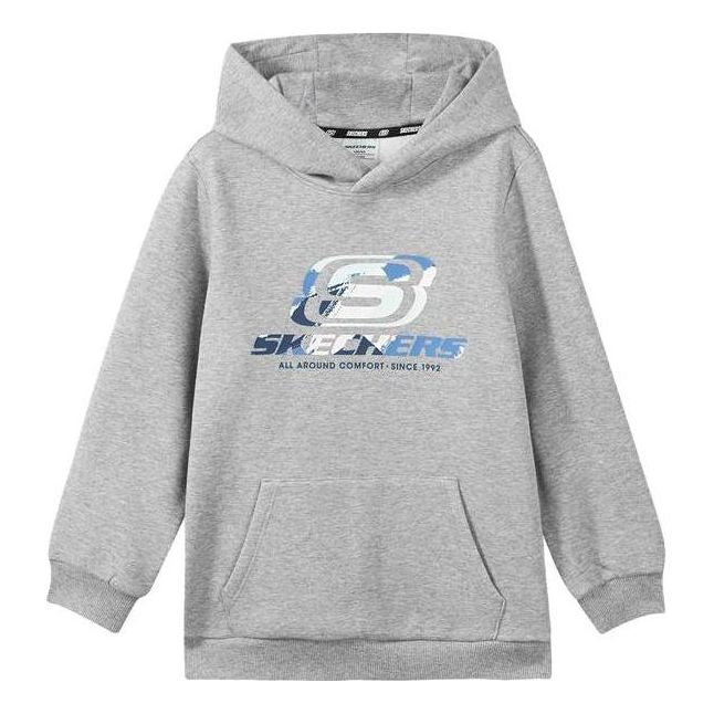 (GS) Skechers Logo Printed Hoodie 'Grey White Black' L422K072