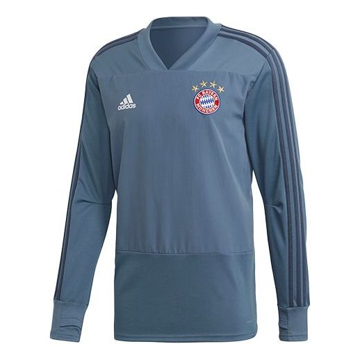 adidas FCB EU TR Top Bayern Munich Football Club Sports Training Pullover Gray Blue CW7319