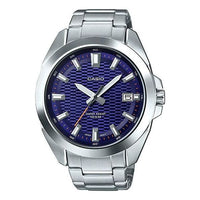 Men's CASIO Date Display Watch Stainless Steel Strap Blue Dial Analog Mens MTP-E400D-2AV