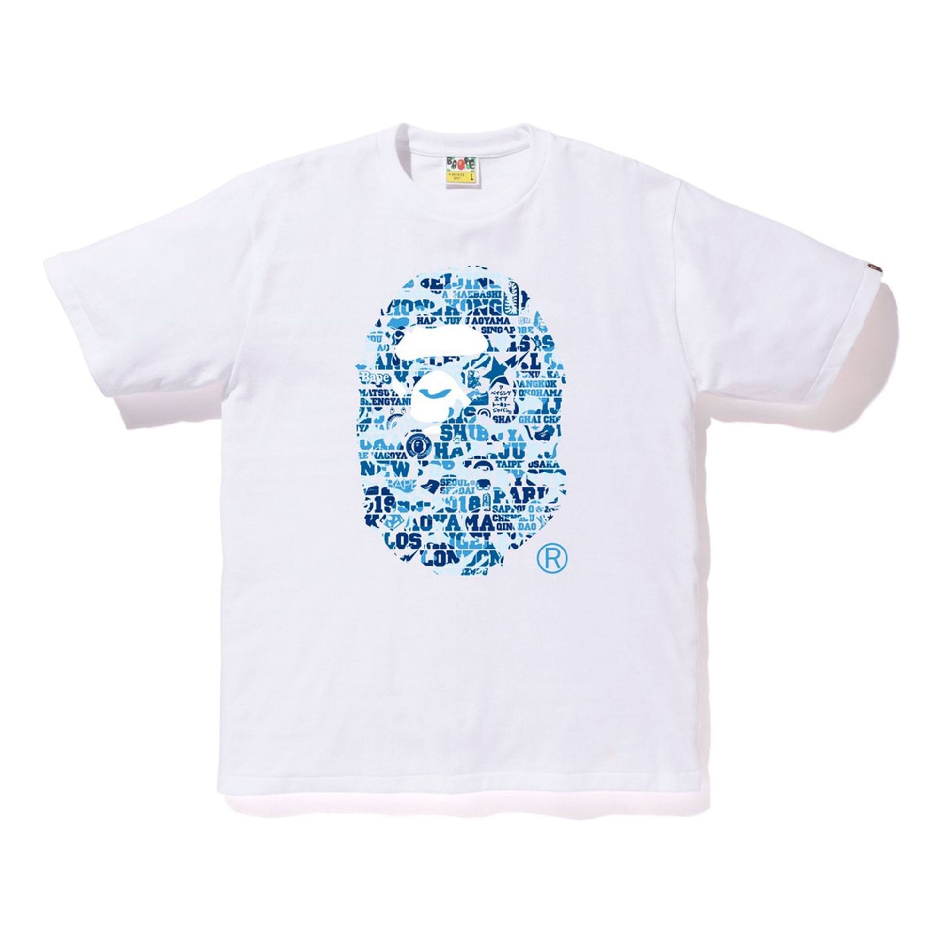 BAPE XXV Cities Camo Ape Head White/Blue 25 Tee BAPE-SS18-060