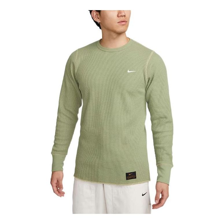 Nike Life Long Sleeve Heavy Waffle Top 'Green' DX0895-386