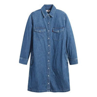 Levis Lapel Pure Cotton Denim Shirt Dress Denim-Blue 85793-0000