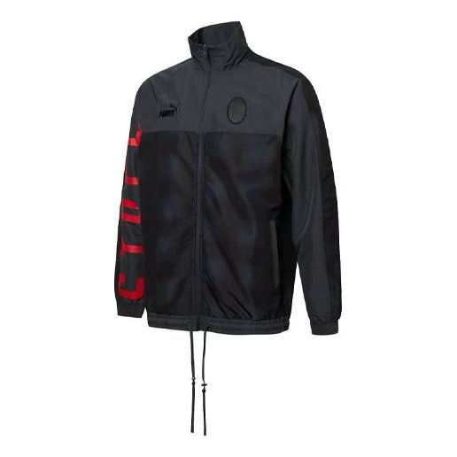 PUMA Stand Collar Zipper Long Sleeves logo Jacket Black 758806-12