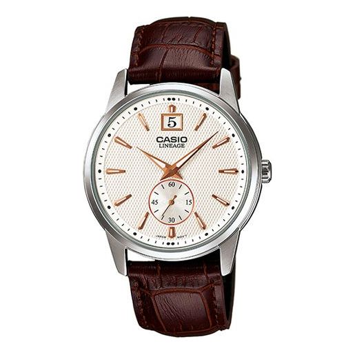 Casio Lineage Analog Leather Strap Watch 'Brown Silver Gold' LIN-201L-7AV