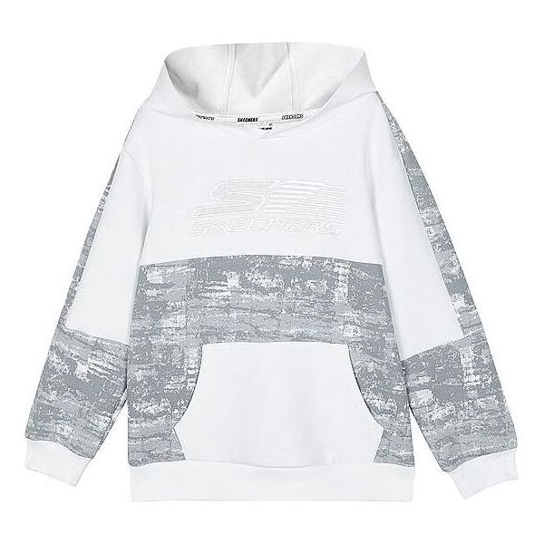 (GS) Skechers Contrast Color Hoodie 'White Grey' P423B006-0019