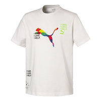 PUMA Multi-Color Large Logo Alphabet Printing Short Sleeve Couple Style White 597656-01