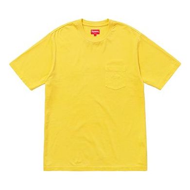 Supreme SS18 Overdyed Pocket Tee Washed Bright Yellow Logo Tee SUP-SS18-146