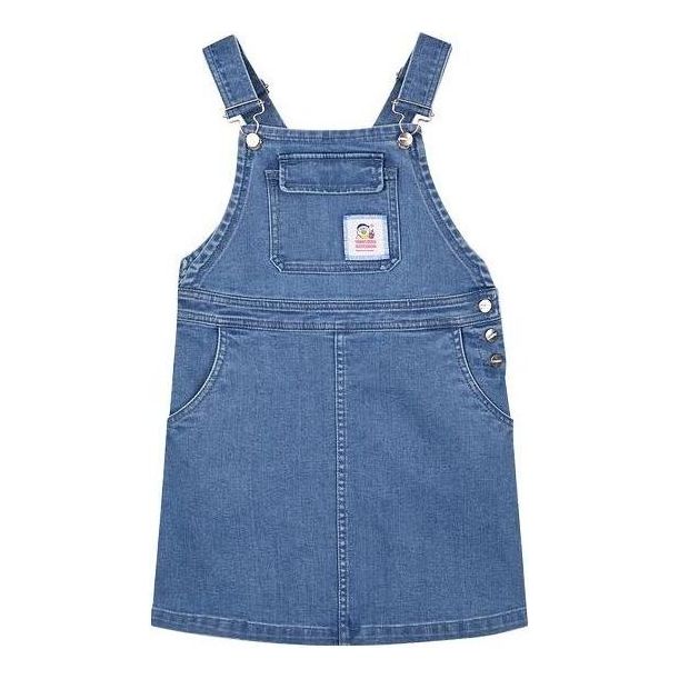 (GS) Skechers Solid Color Denim Overall Fitted Sleeveless Dress 'Blue' L223G110