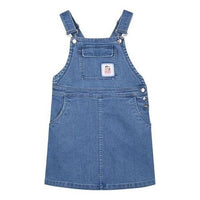 (GS) Skechers Solid Color Denim Overall Fitted Sleeveless Dress 'Blue' L223G110