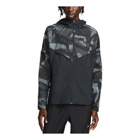 Men's Nike Splicing Waterproof Hooded Running Jacket Black DV5200-010