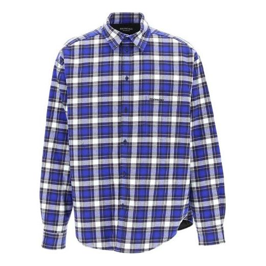 Balenciaga Checkered Flannel Padded Shirt 'Blue' 642339TKM274202