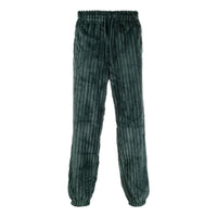 adidas Solid Color Lacing Elastic Waistband Fleece Lined Bundle Feet Sports Pants Men's Green HK7462