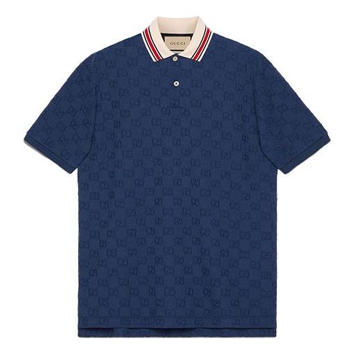 Gucci SS21 GG Elastic Short Sleeve Polo Shirt Blue 598956-XJB0U-4318