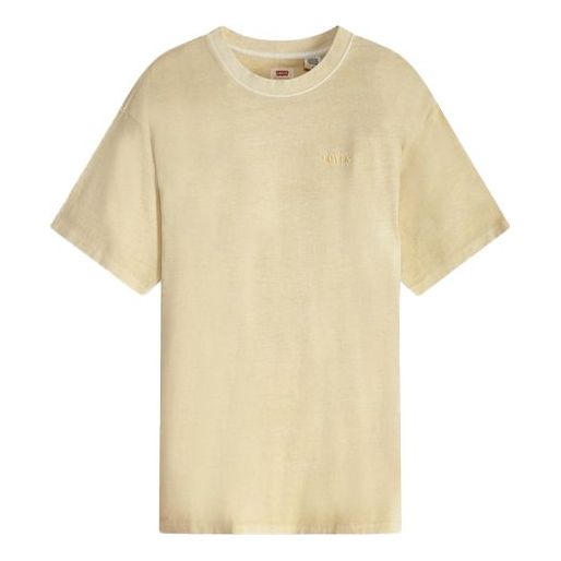 Men's Levis Round Neck Embroidered Logo Short Sleeve Cream Yellow 39856-0003