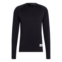 Men's adidas Solid Color Round Neck Slim Fit Long Sleeves Japanese Version Black T-Shirt HC4217