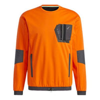adidas Athleisure Casual Sports Fleece Lined Stay Warm Round Neck Pullover Orange Yellow GV3520