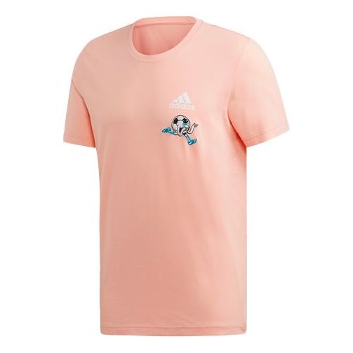 adidas Embroidery GFX3 Printing Round Neck Short Sleeve Pink FP8458