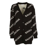 (WMNS) Balenciaga Logo Oversized Cardigan 'Black' 555275T14711070