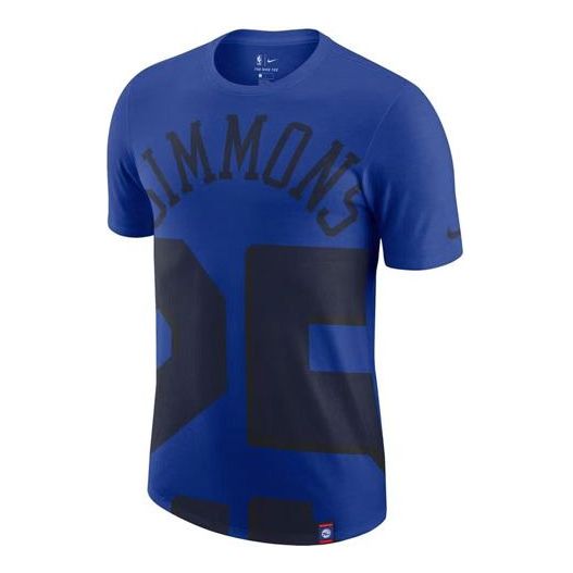Nike Philadelphia 76ers Numeric Printing Round Neck Short Sleeve Blue AH0214-496