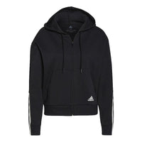 (WMNS) adidas Essentials Loose-Cut 3-Stripes Full-Zip Hoodie Asia Sizing 'Black' GS1380