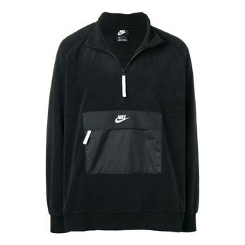 Nike Winter Zip Sweater Big Pocket Half Zipper Pullover Black 929097-010