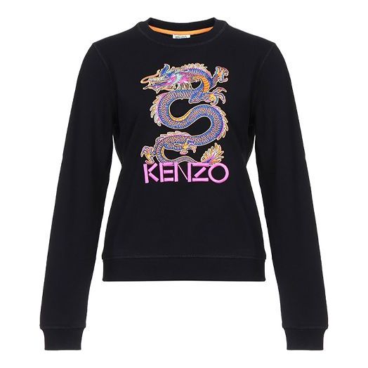 KENZO Embroidered Cotton Round Neck Long Sleeves Black F96-2SW809-962-99
