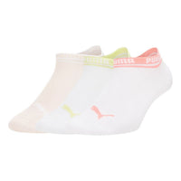 PUMA Basic 3 Pack Quarter Sports Socks 'White Pink Yellow' 907777-05