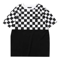 Men's Vans Splicing Short Sleeve Black White Plaid VN0A4P4KJ0Z