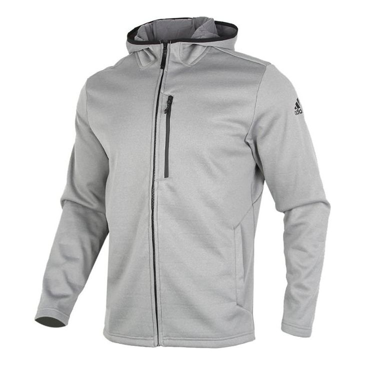 adidas Perfom Fl Jkt Solid Color Fleece Lined Stay Warm Hooded Jacket Gray GV3516