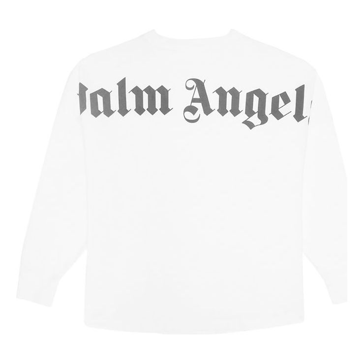 Men's PALM ANGELS Back Large Logo Printing Long Sleeves White PMAB001R204130030110