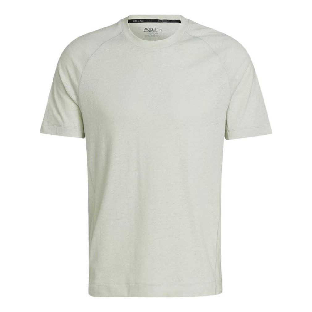 Men's adidas Solid Color Round Neck Pullover Short Sleeve Light Green T-Shirt HD0969