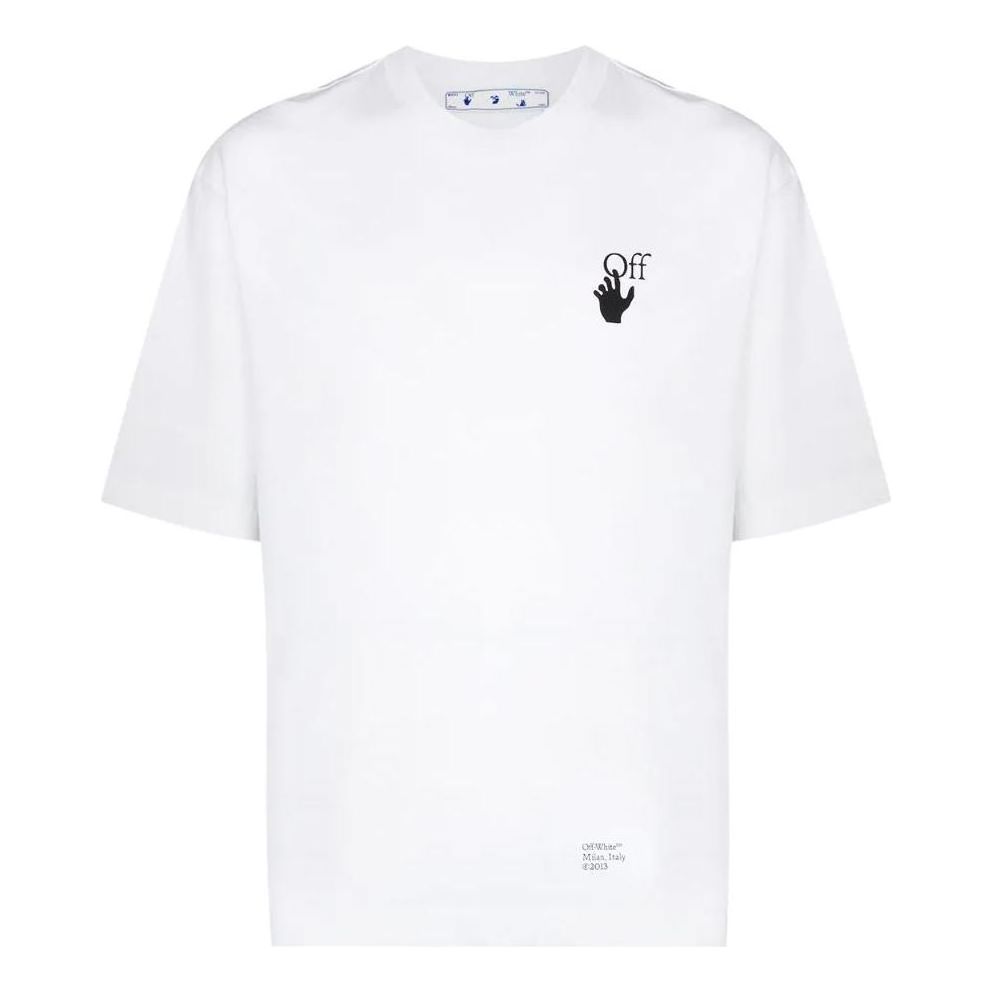Men's Off-White SS22 Caravaggio Arrow Pattern Logo Printing Round Neck Short Sleeve White T-Shirt OMAA120F21JER00701100110