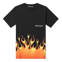 Men's PALM ANGELS Firestarter Classic Tee Flame Short Sleeve Black PMAA001R204130171088