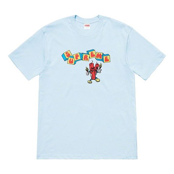 Supreme SS19 Dynamite Tee Printing Short Sleeve Unisex Light Blue SUP-SS19-10494