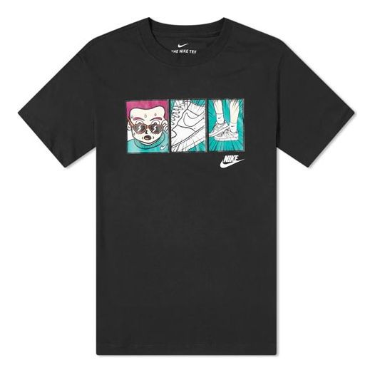 Nike Cartoon Pattern Printing Athleisure Casual Sports Round Neck Breathable Short Sleeve Black CT6527-010