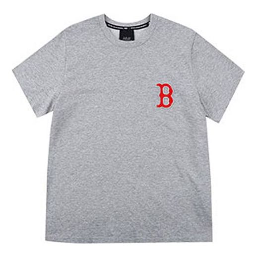 MLB NY/LA Boston Red Sox Basic Small Label Embroidered Sports Round Neck Loose Short Sleeve Unisex Gray 31TSCD931-43M