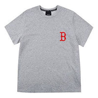 MLB NY/LA Boston Red Sox Basic Small Label Embroidered Sports Round Neck Loose Short Sleeve Unisex Gray 31TSCD931-43M