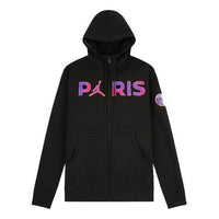 Air Jordan Paris Saint-Germain Logo Printing Fleece hooded track Jacket Black CK9641-010