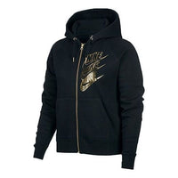 (WMNS) Nike Casual hooded Bronzing Logo Sports Jacket Black BV4989-010