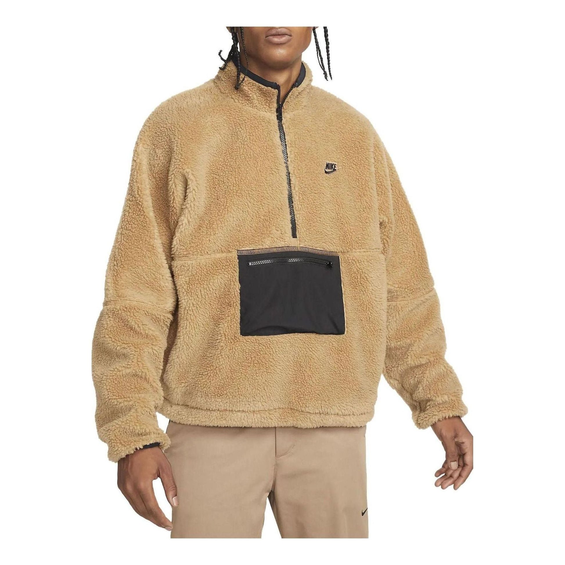 Nike Club Fleece Anorak 1/2 Zip Pullover Jacket 'Khaki' DQ4880-010