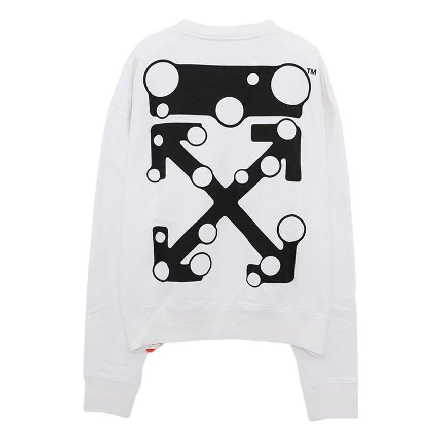 Men's Off-White Logo Arrow Pattern Pullover Loose Fit White OMBA035F21FLE0020110