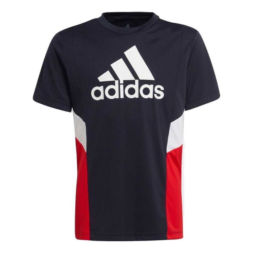 (GS) adidas Design to Move T-Shirt Asia Sizing 'Black White Red' HA4027